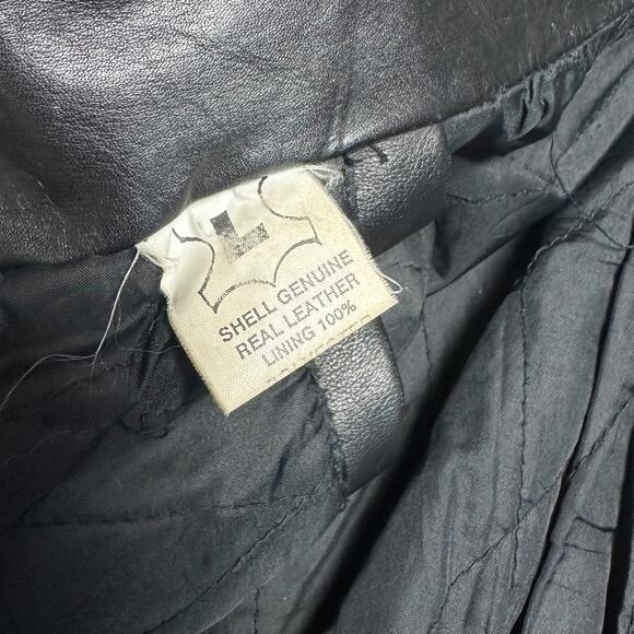 Vintage Leather Fringe Motorcycle Jacket Cropped Harley Biker Lady Rider Sz M - Picture 10 of 11